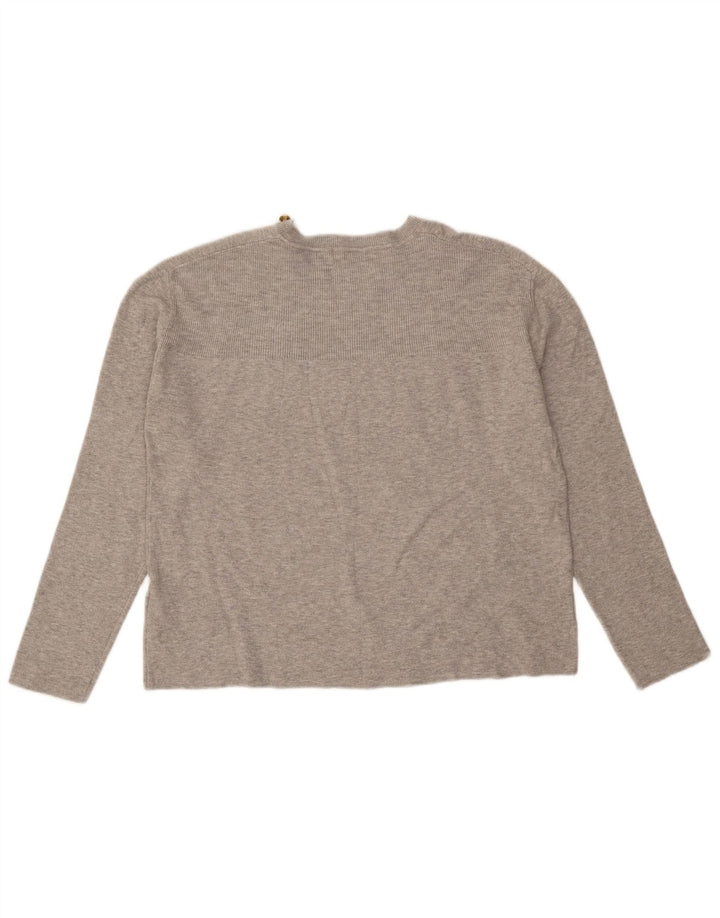 Marks & Spencer Dame Oversized Boat Neck Jumper Sweater UK 14 Medium Grey