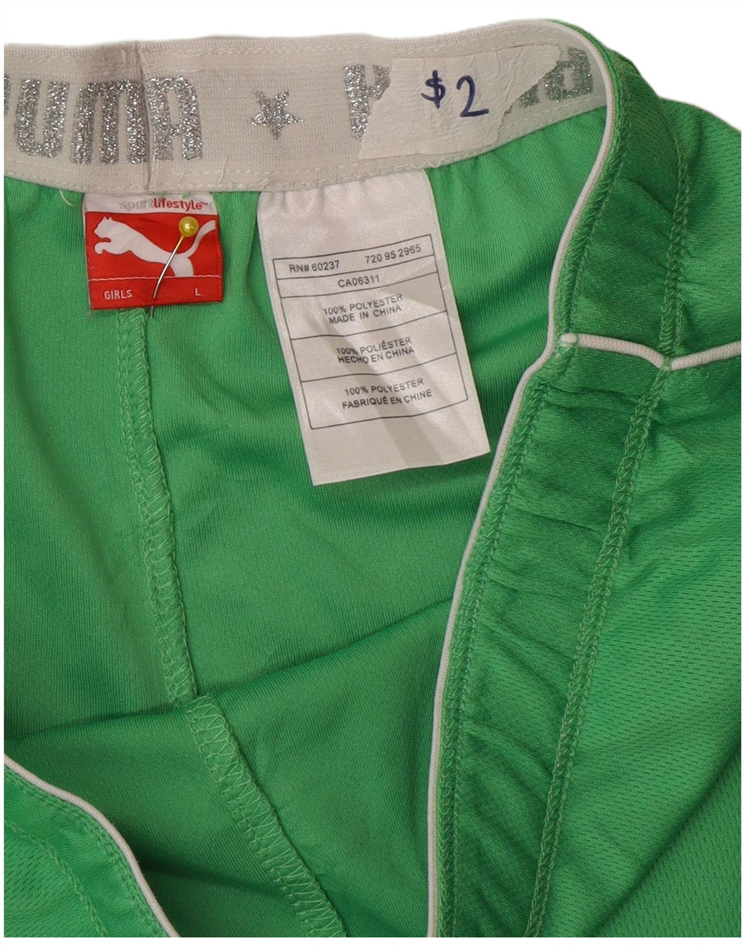 Puma Pige Sportshorts 11-12 År Stor Grøn Polyester