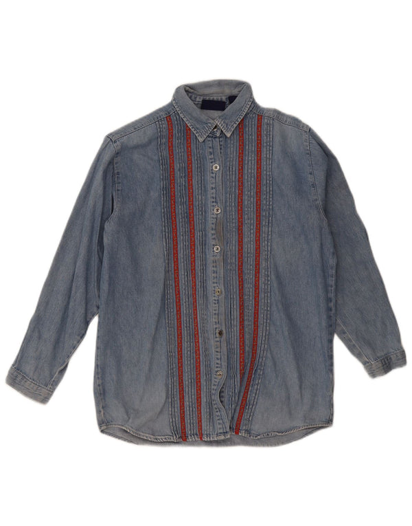 Gap Dame Denim Shirt UK 18 XL Blå Stribet Bomuld