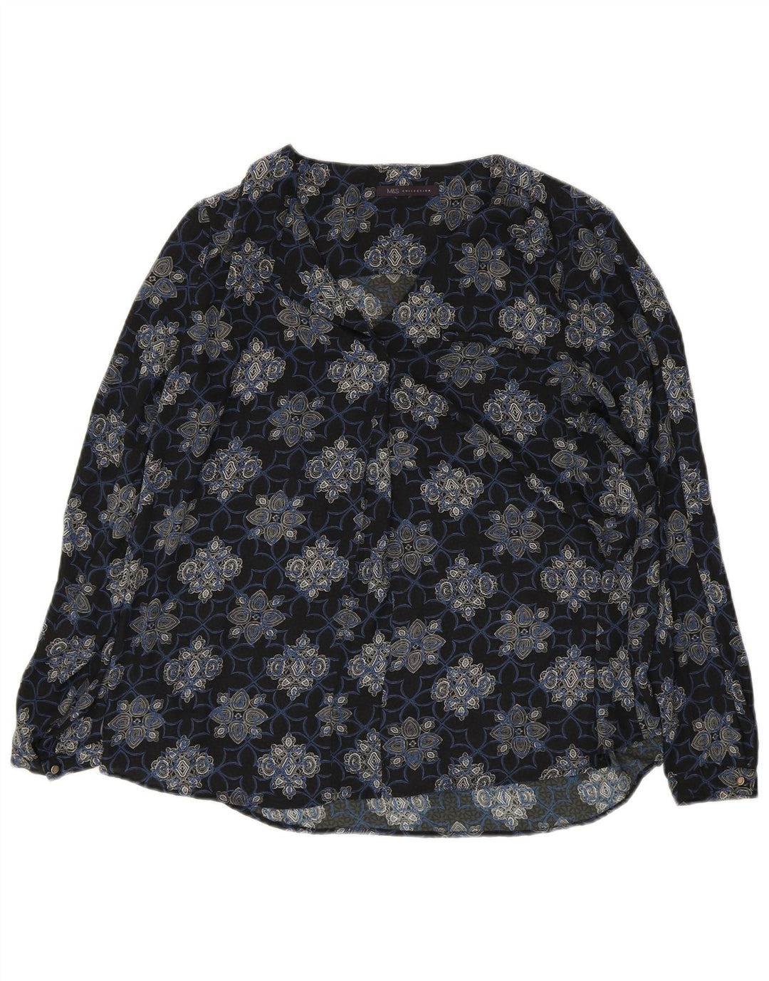 MARKS & SPENCER Womens Shirt Blouse UK 14 Large  Blue Floral Polyester