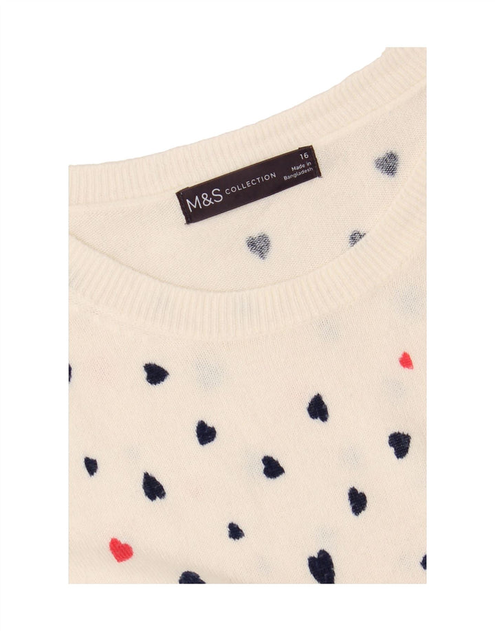 MARKS & SPENCER Womens Boat Neck Jumper Sweater UK 16 Large Off White Vintage Marks & Spencer and Second-Hand Marks & Spencer from Messina Hembry 