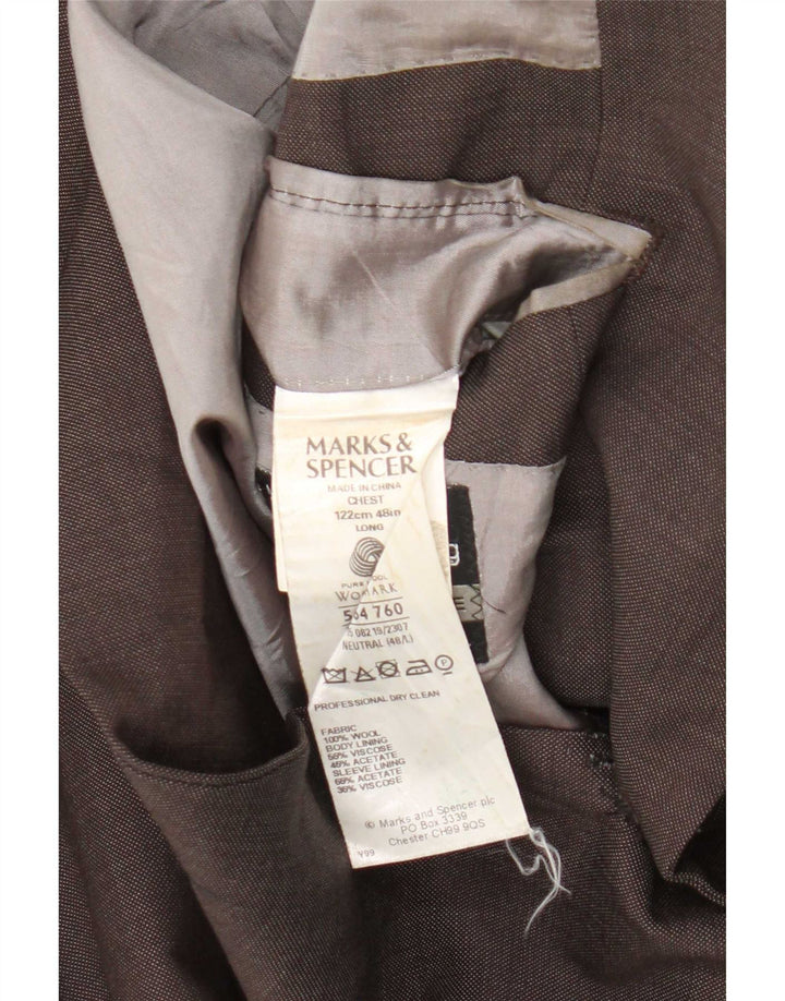 Marks & Spencer Herre lang 2-knaps blazerjakke UK 48 2XL Brun Uld