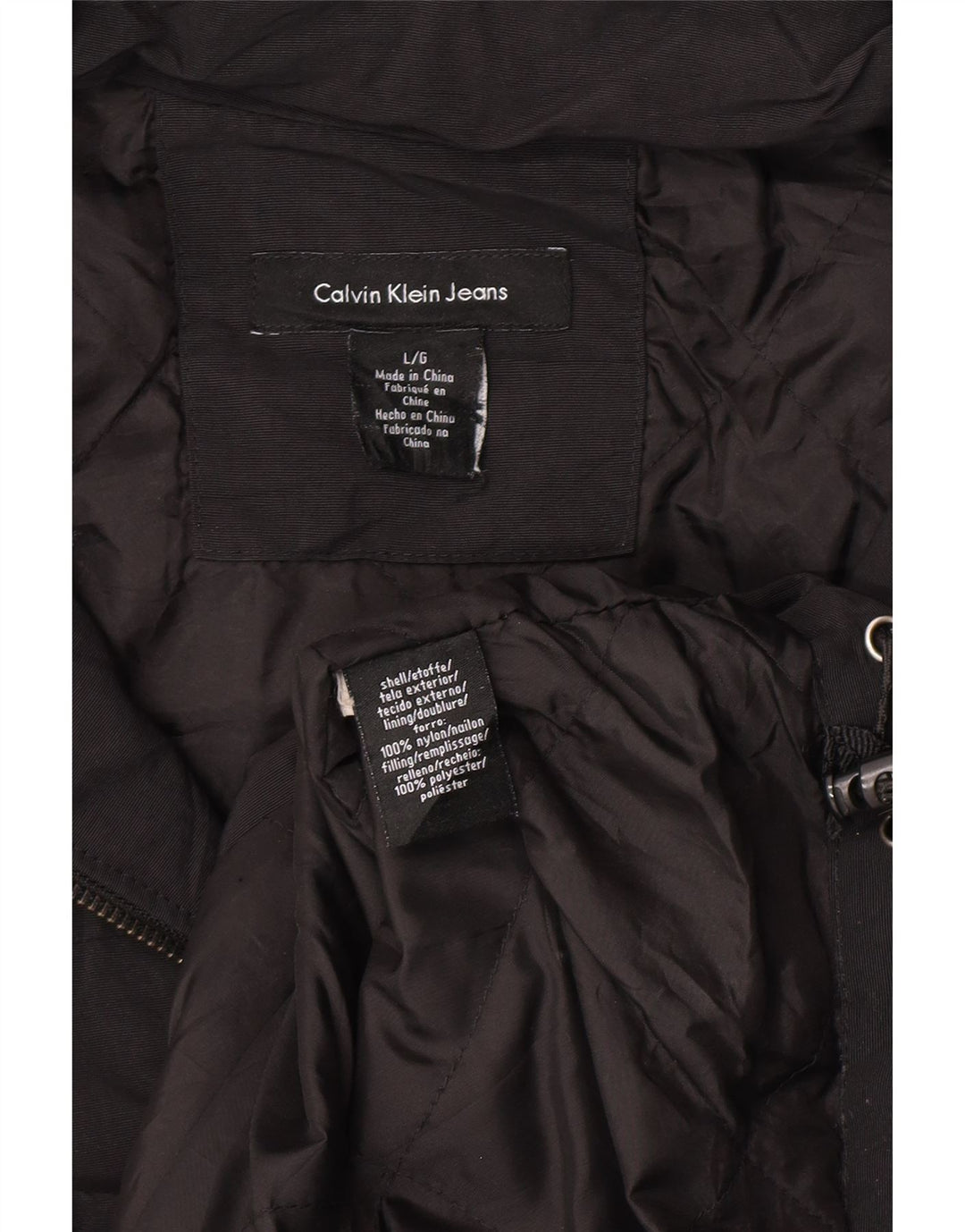 Calvin Klein Jeans Herre Hooded Windbreaker Jacket UK 40 Large Black Nylon