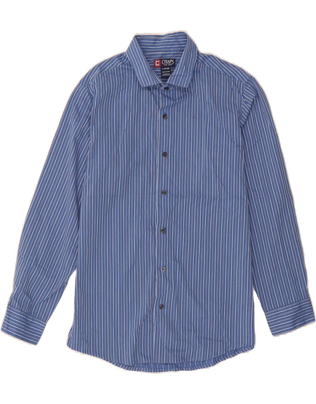 CHAPS Boys Shirt 14-15 Years Large Blue Pinstripe Cotton Vintage Chaps and Second-Hand Chaps from Messina Hembry 