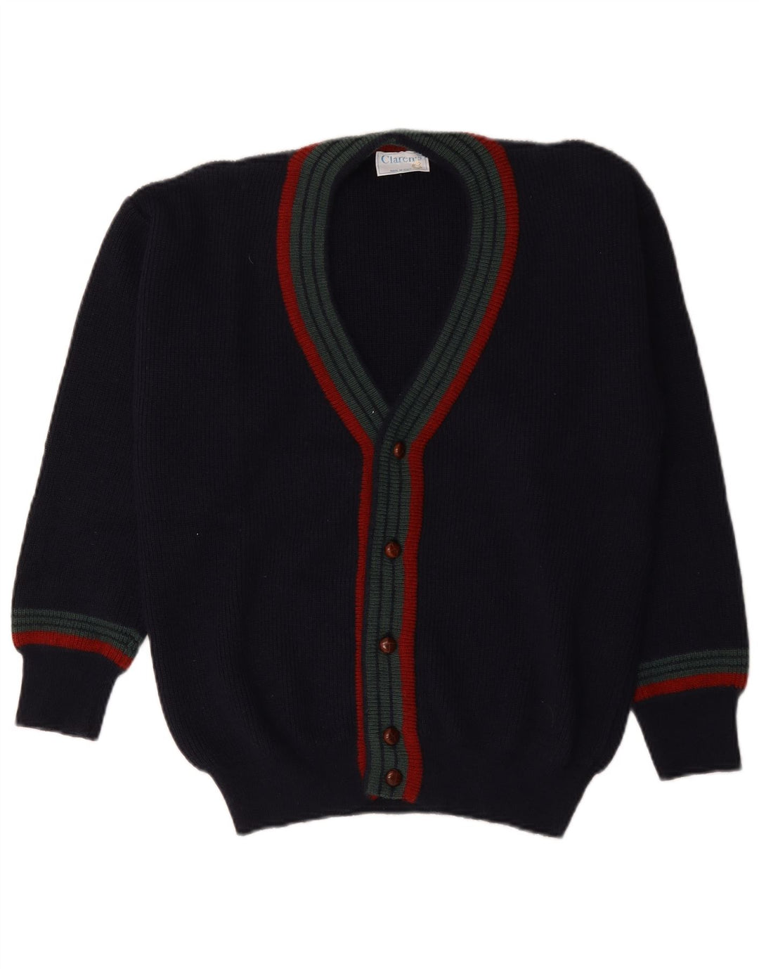 Vintage herre cardigan sweater IT 48 Mellem marineblå stribet uld