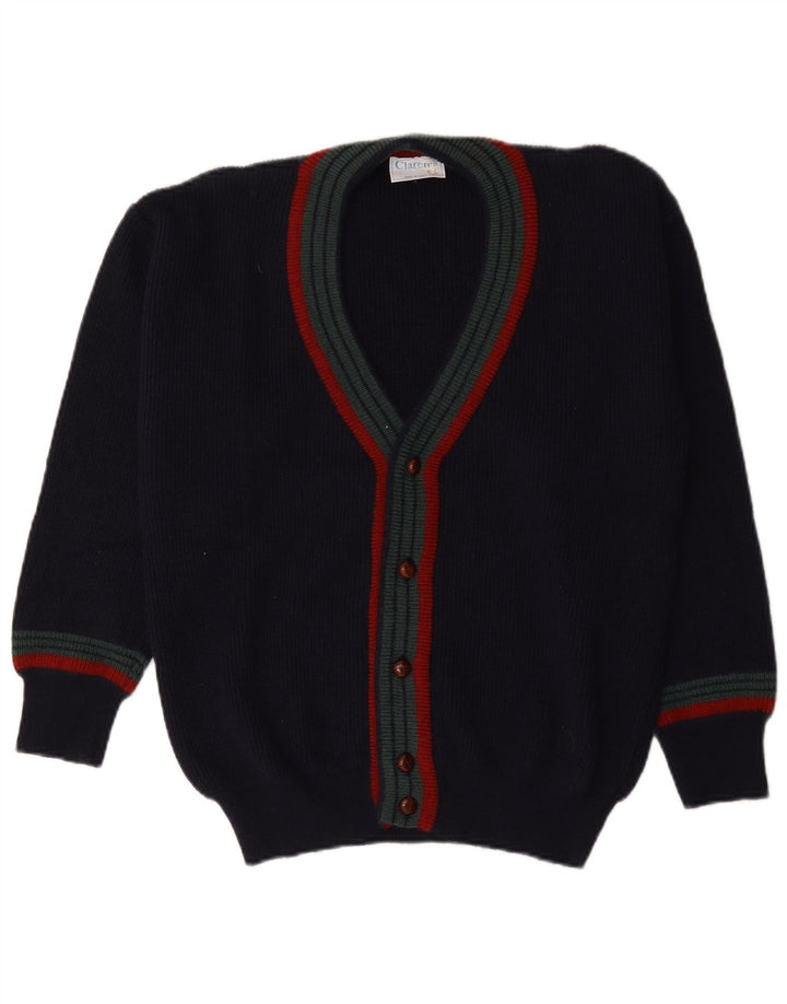Vintage herre cardigan sweater IT 48 Mellem marineblå stribet uld