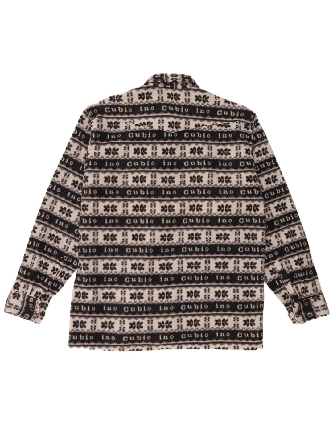 Vintage fleeceskjorte til mænd Large Black Fair Isle Polyester