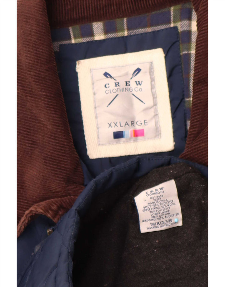 Crew Clothing Herre quiltet jakke UK 44 2XL Navy Blue Colourblock Polyester