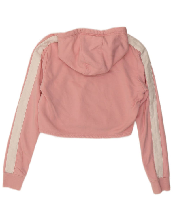 Ellesse Womens Crop Graphic Hoodie Jumper UK 10 Small Pink Colourblock