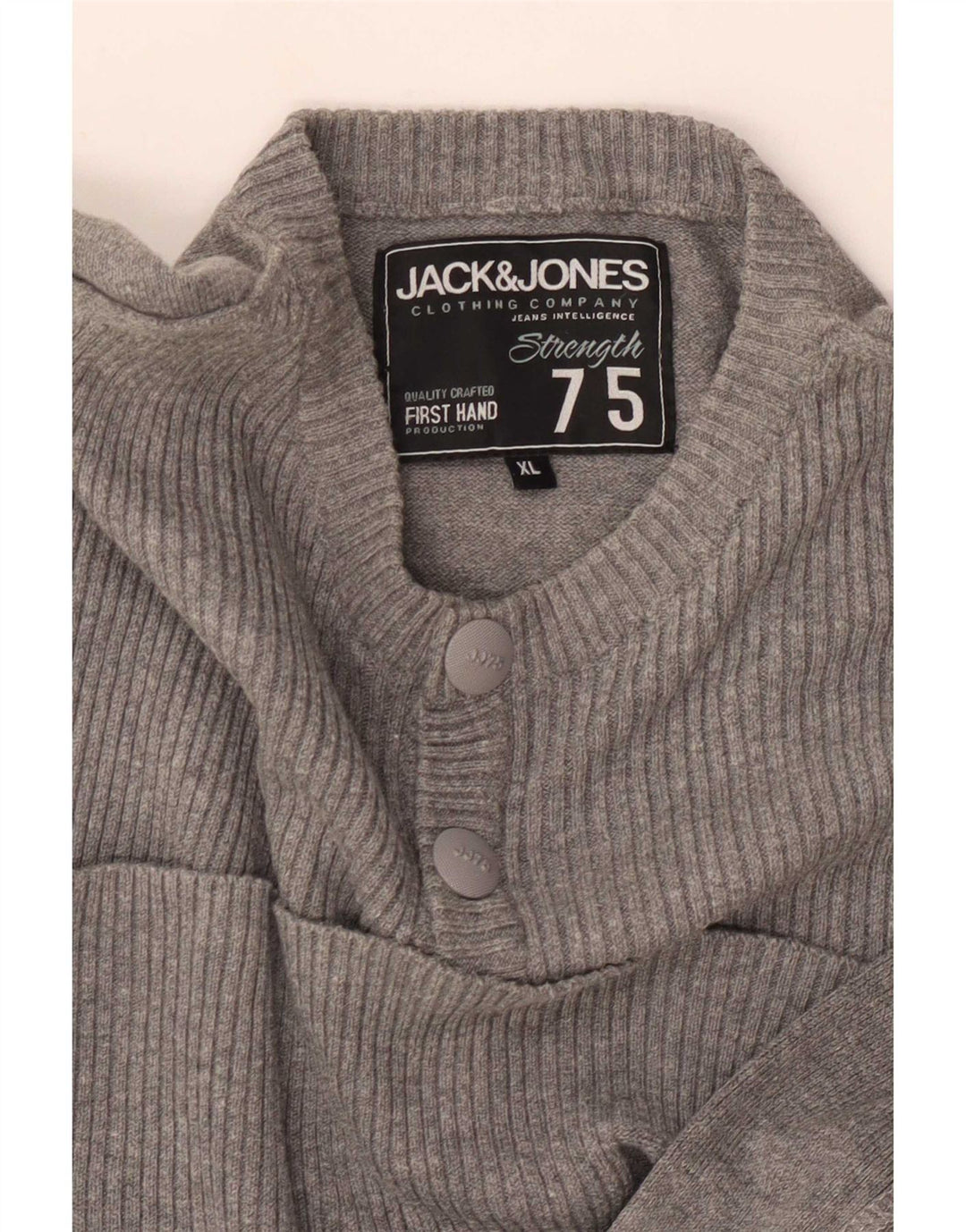 Jack & Jones Herre Button Neck Jumper Sweater XL Grå