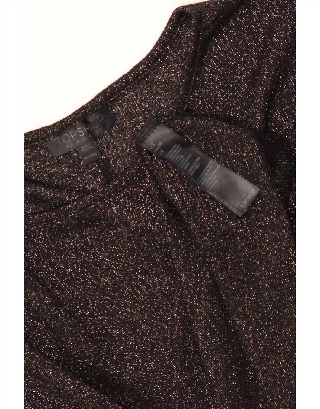 Topshop Dame Oversized T-Shirt Top UK 8 Small Black Flecked Polyester