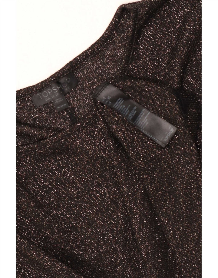 Topshop Dame Oversized T-Shirt Top UK 8 Small Black Flecked Polyester