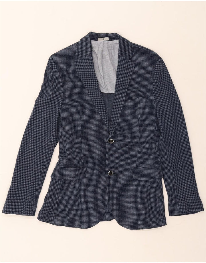 MASSIMO DUTTI Womens 2 Button Blazer Jacket UK 12 Medium Navy Blue Check Vintage Massimo Dutti and Second-Hand Massimo Dutti from Messina Hembry 