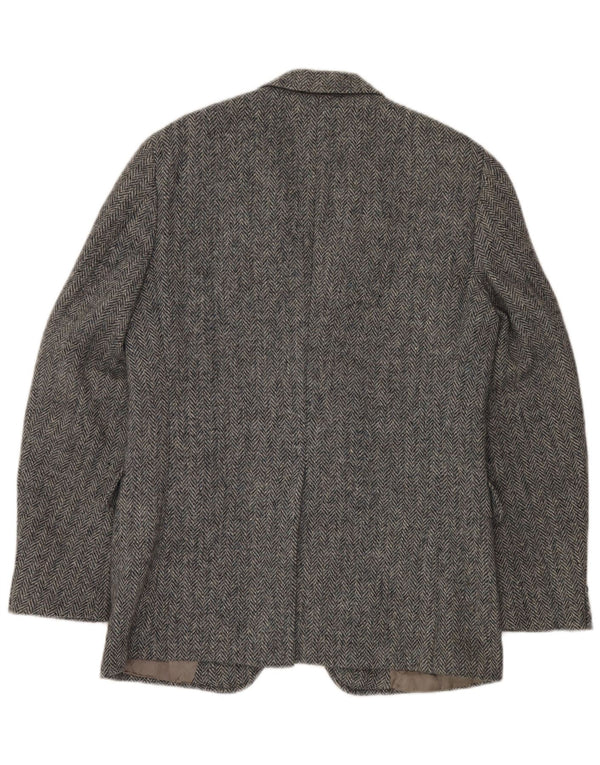 J.S.A. BANK Mens 2 Button Blazer Jacket UK 38 Medium Grey Herringbone Wool