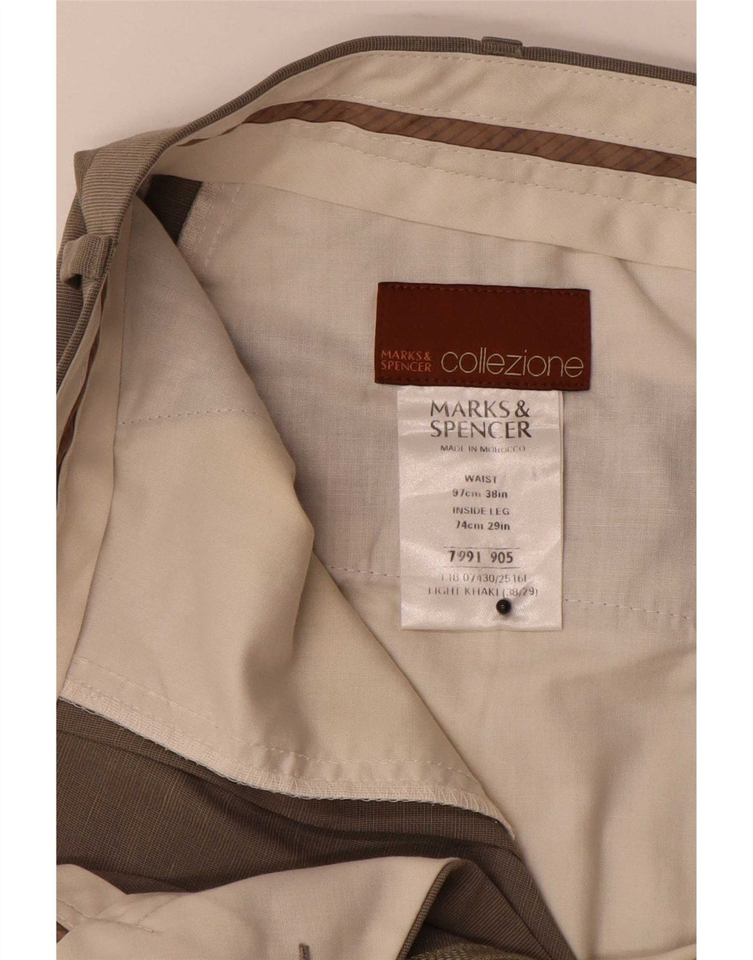 Marks & Spencer Straight Suit Bukser til mænd W38 L29 Khaki Lyocell