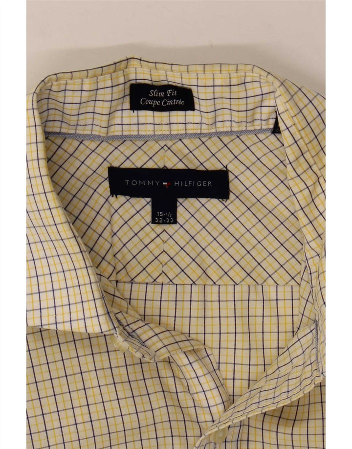 Tommy Hilfiger Herre Slim Fit Skjorte Størrelse 15 1/2 Medium Hvid Gingham