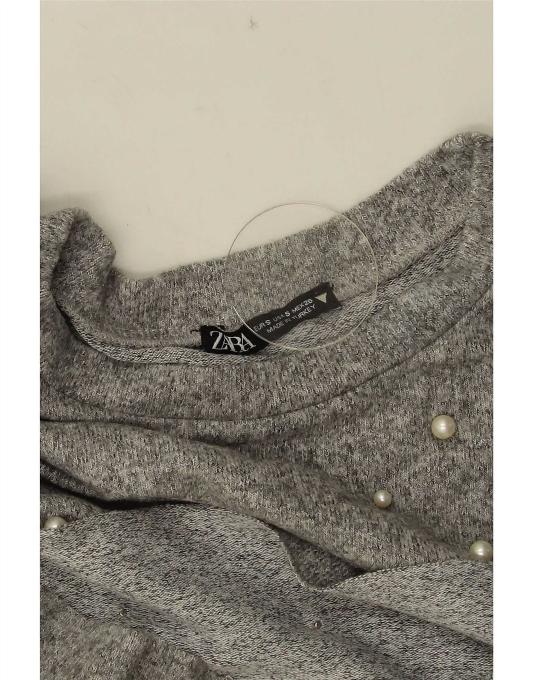 Zara Dame Oversized Top 3/4 ærmer UK 10 Small Grå Flecked