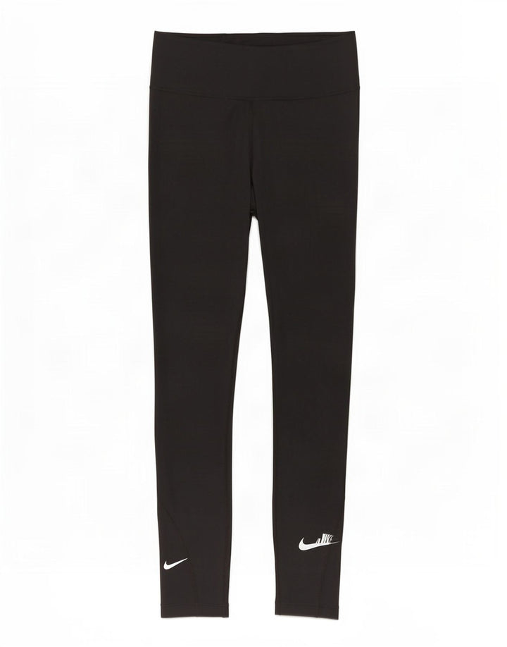 Nike Dame Dri Fit Leggings UK 8 Small Black Polyester