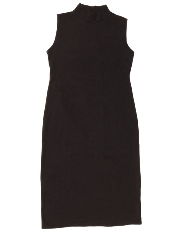 Zara Dame Ærmeløs Jumper Dress UK 16 Large Black Bomuld