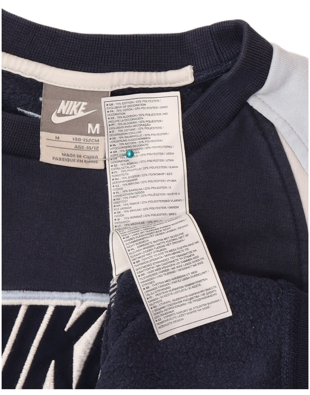 Nike Boys Sweatshirt Jumper 10-11 år Medium Navy Blue Colourblock
