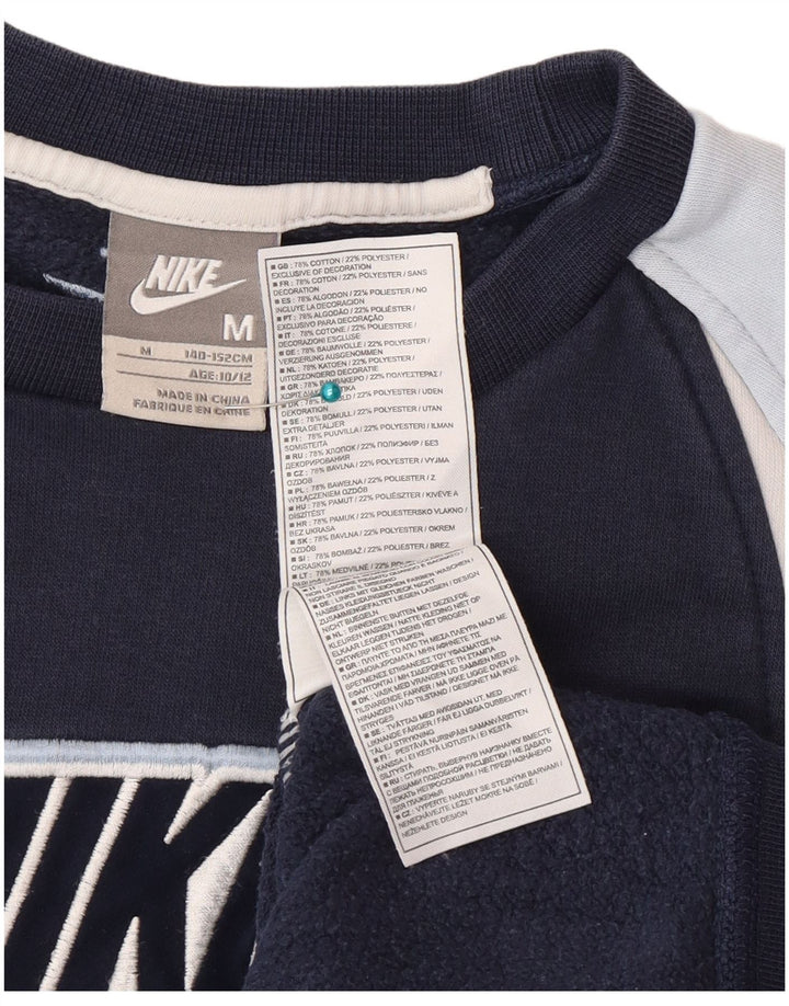 Nike Boys Sweatshirt Jumper 10-11 år Medium Navy Blue Colourblock