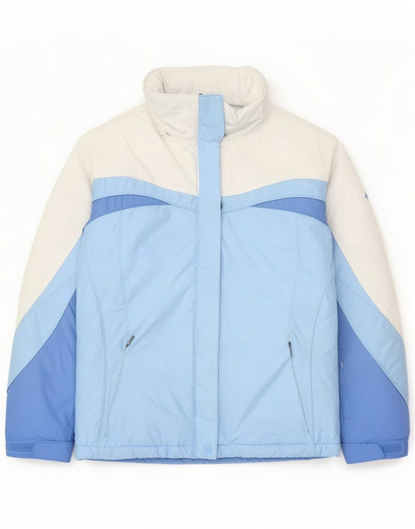 Columbia Pige Hætte Skijakke 14-15 År Blå Colourblock Nylon Sports