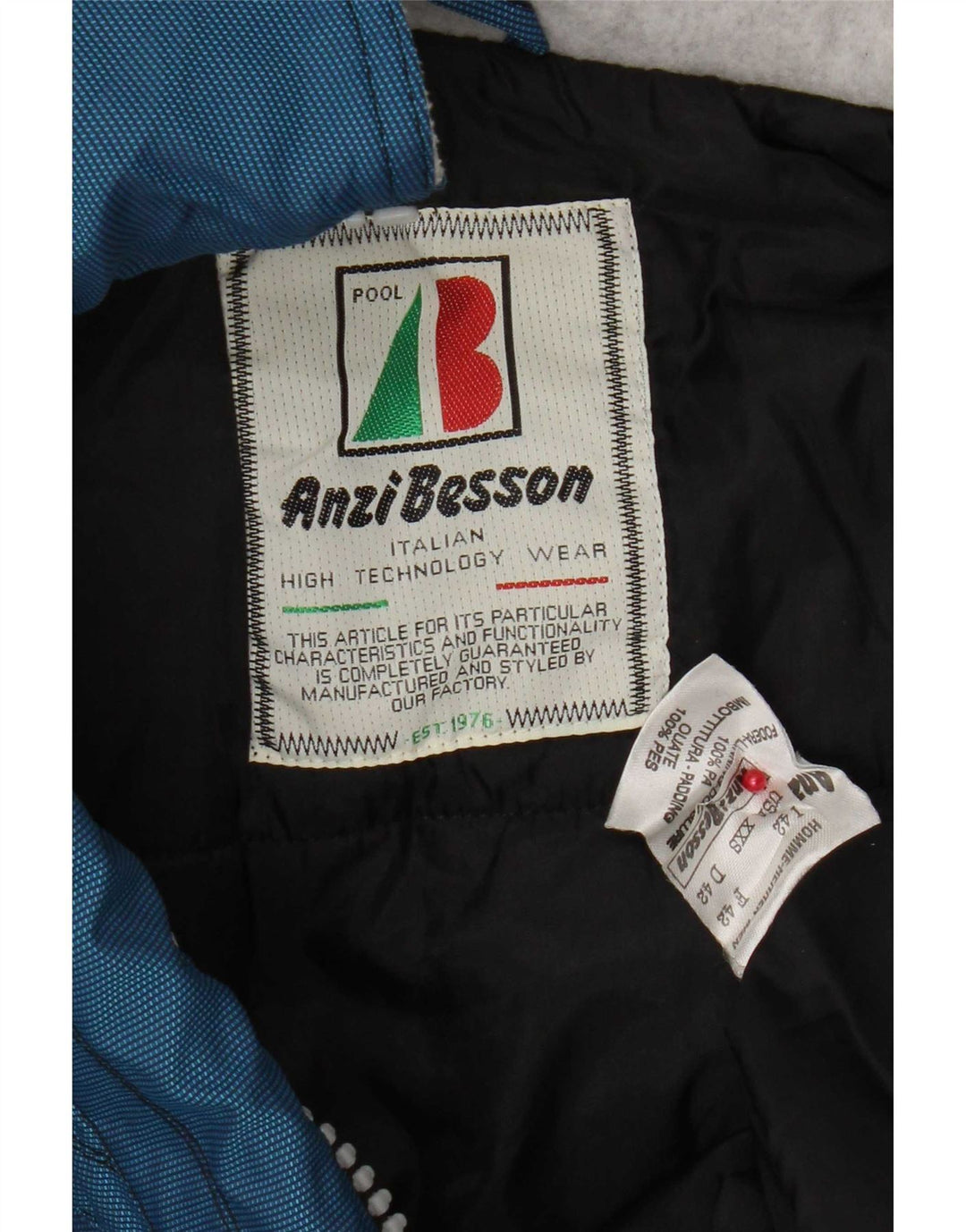 Anzi Besson Dame Hætte Anorak Jacket IT 42 Medium Blue Colourblock