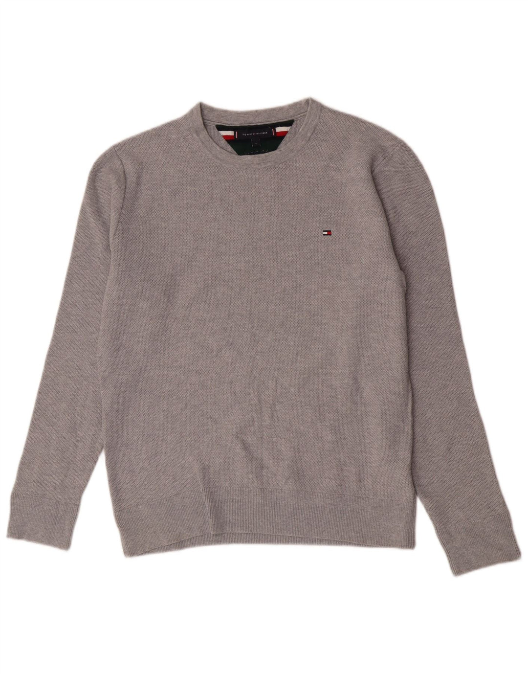 Tommy Hilfiger Herre Crew Neck Jumper Sweater Stor Grå Bomuld