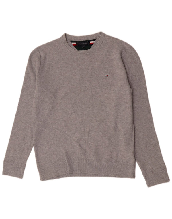 Tommy Hilfiger Herre Crew Neck Jumper Sweater Stor Grå Bomuld