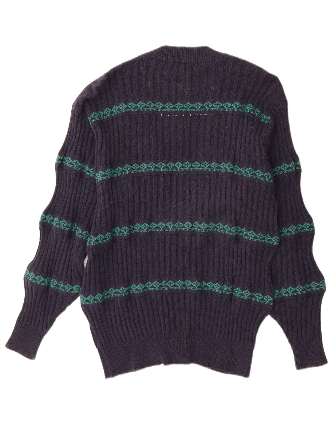 Reportage Herre Cardigan Sweater IT 48 Medium Navy Blue Fair Isle Cotton
