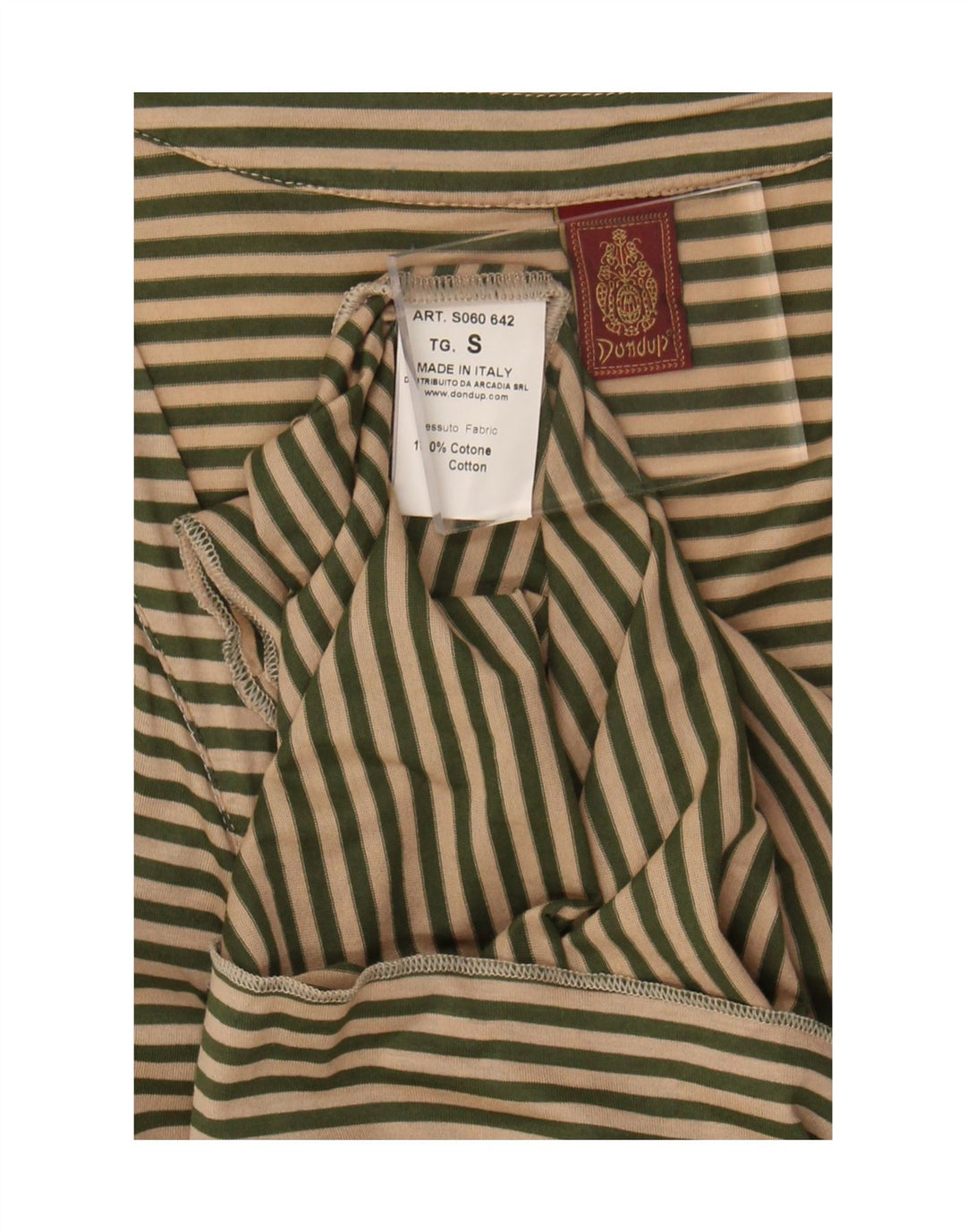 Dondup Dame Front Tie Bluse Top UK 10 Small Beige Stribet Bomuld