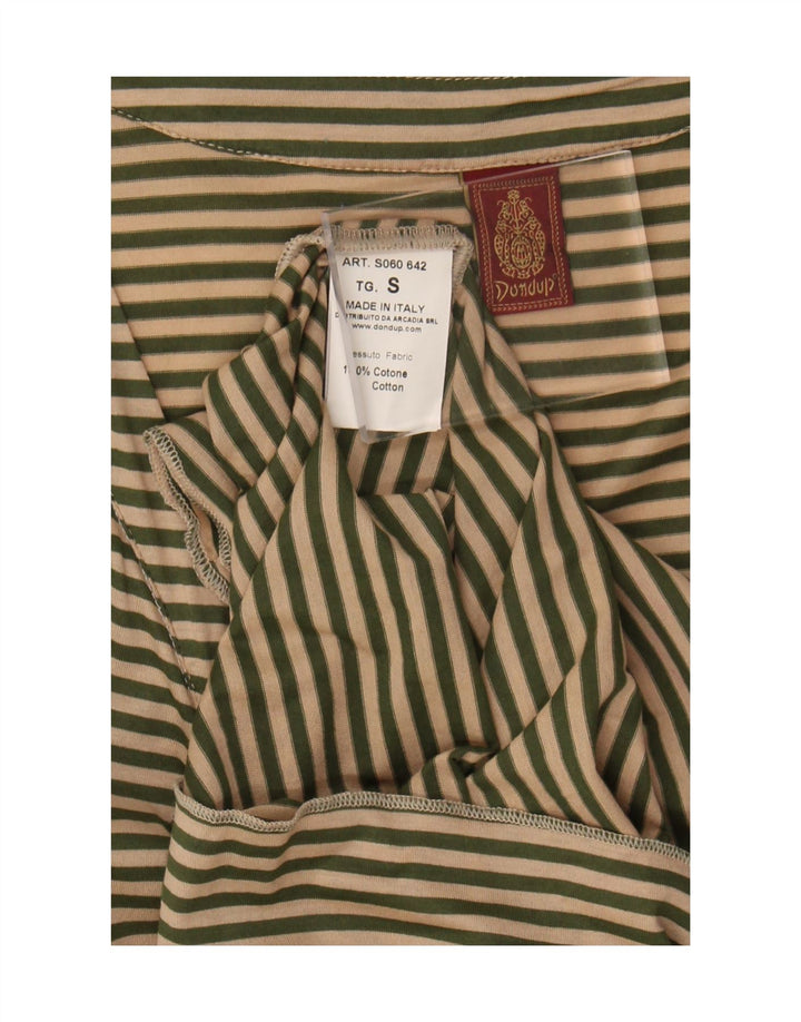 Dondup Dame Front Tie Bluse Top UK 10 Small Beige Stribet Bomuld