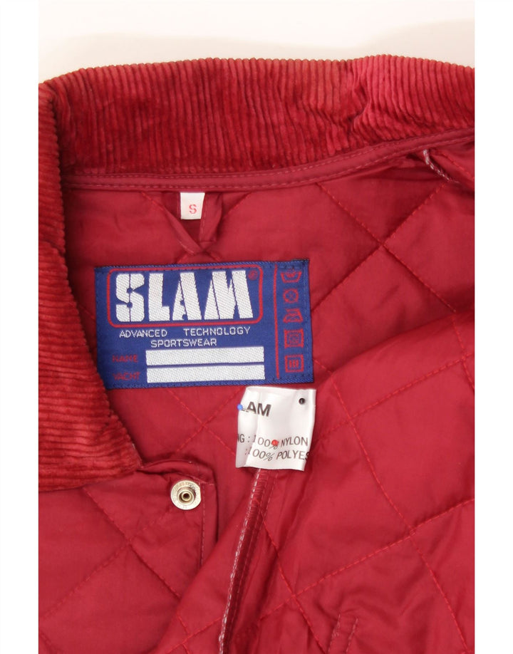 SLAM Mens Quilted Jacket UK 36 Small Burgundy Nylon Vintage Slam and Second-Hand Slam from Messina Hembry 