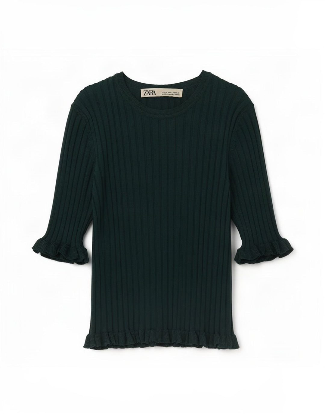 Zara Womens Crop Bluse Top UK 8 Small Green Viscose