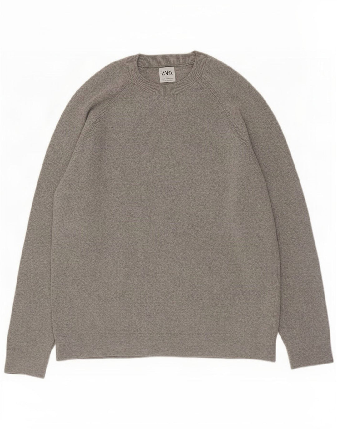 Zara Herre sweater med rund hals, mellemgrå