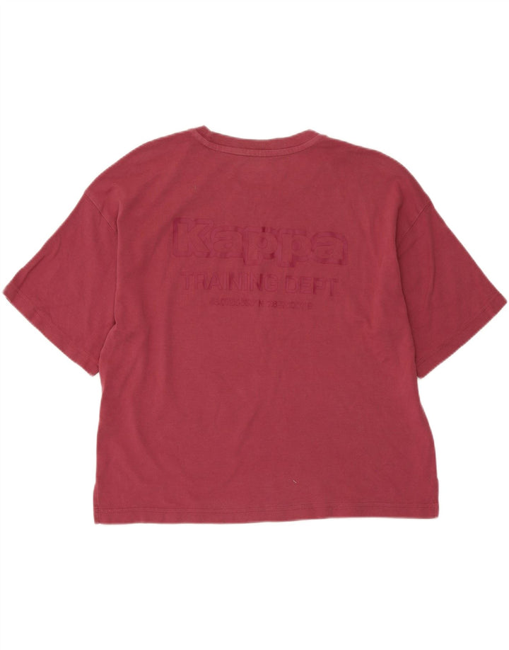 KAPPA Womens Crop Oversized grafisk T-shirt top UK 10 Small Burgundy