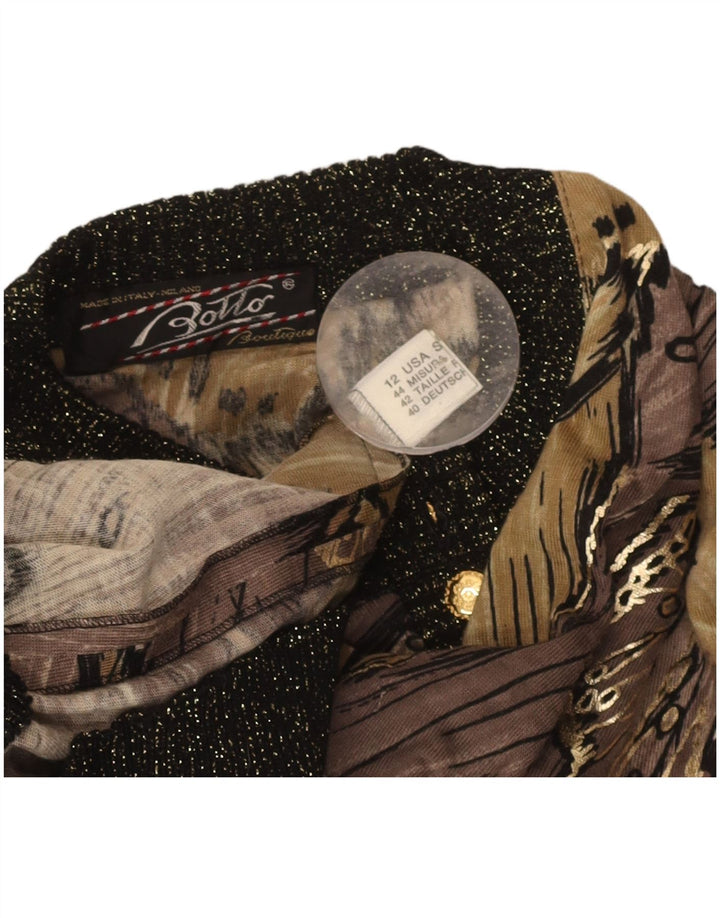 BOTTO Womens Abstract Pattern Blouse Top IT 42 Medium Brown New Wool
