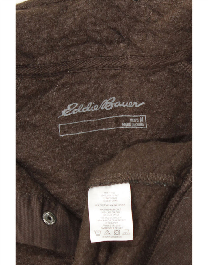 EDDIE BAUER Herre Button Neck Sweatshirt Jumper Medium Brun Bomuld