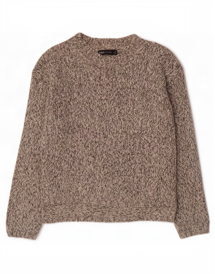Marks & Spencer Dame Boat Neck Jumper Sweater UK 14 Medium Grey Flecked