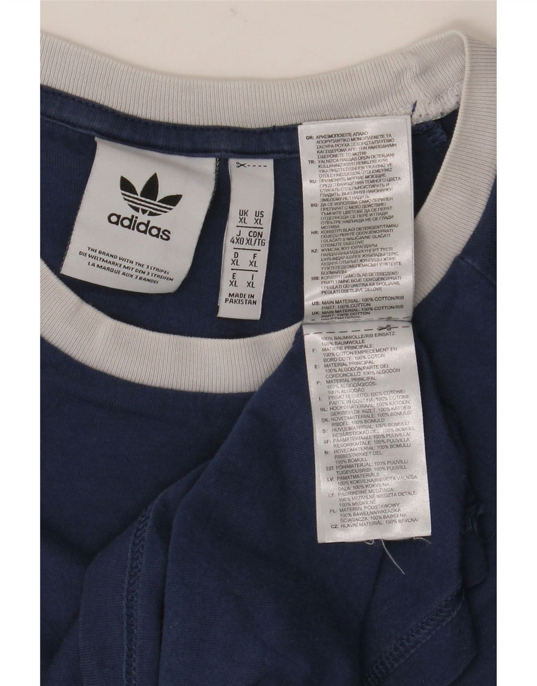 ADIDAS Herre T-Shirt Top XL Blå Bomuld