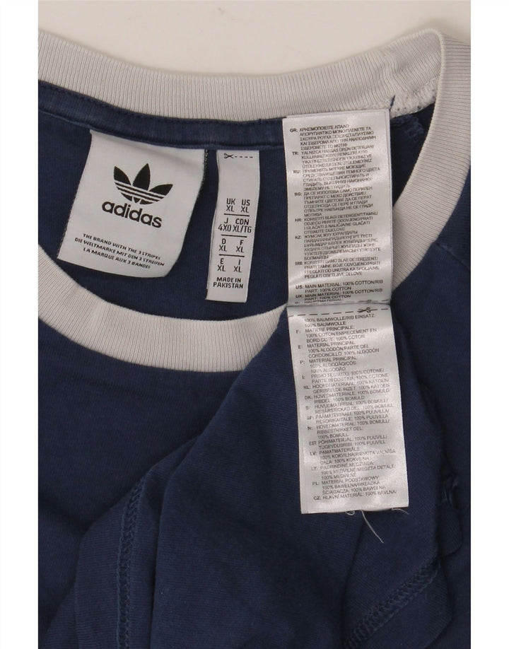 ADIDAS Herre T-Shirt Top XL Blå Bomuld