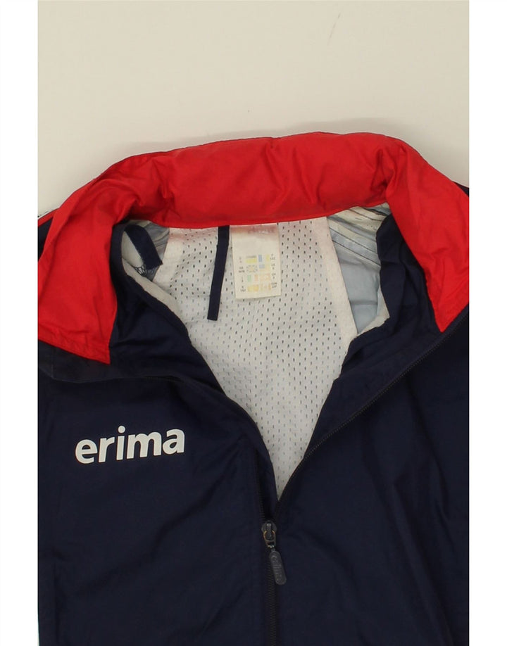 ERIMA Mens Graphic Hooded Rain Jacket UK 36 Small Red Colourblock Vintage Erima and Second-Hand Erima from Messina Hembry 