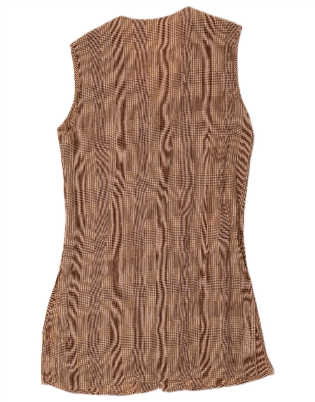 VINTAGE Kvinders 4-knap 2-delt sæt UK 10 Small W28 Brown Check Acetate