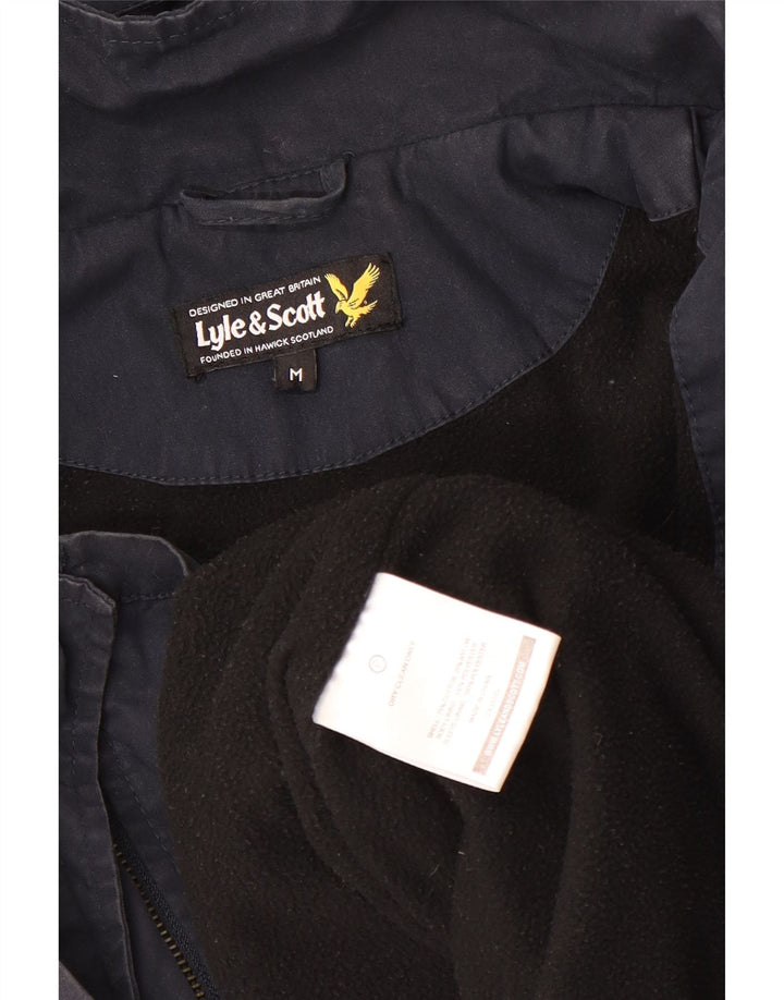 LYLE & SCOTT vindjakkejakke med hætte til mænd UK 38 Medium marineblå bomuld