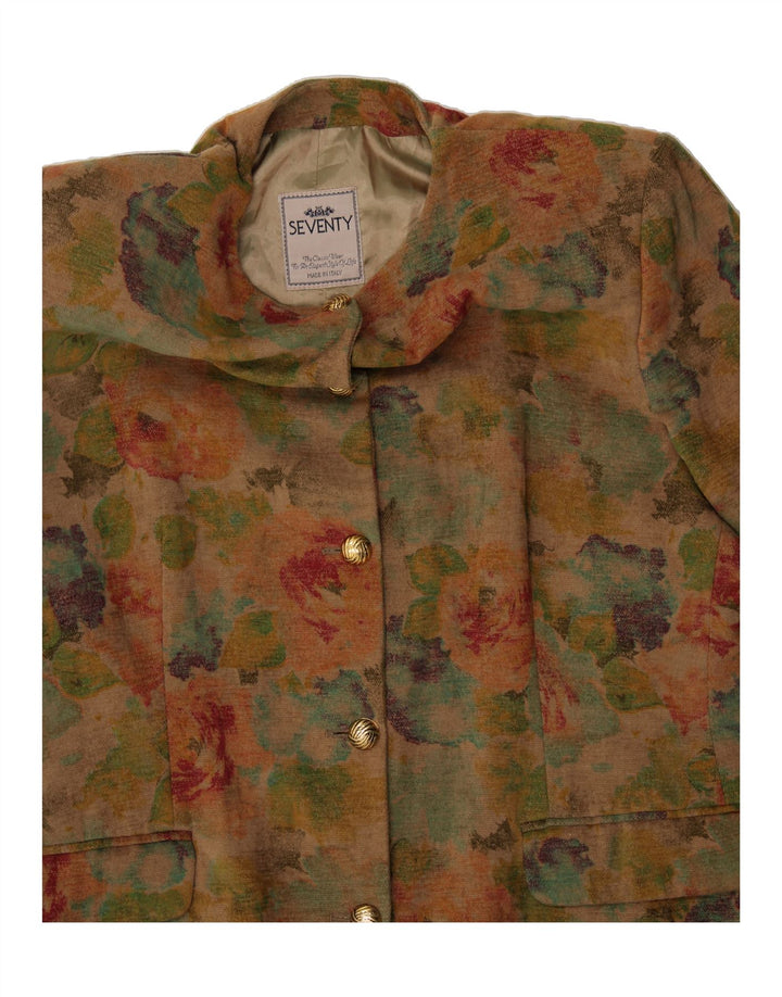 SEVENTY Womens 5 Button Blazer Jacket IT 44 Medium Brown Floral Cotton Vintage Seventy and Second-Hand Seventy from Messina Hembry 