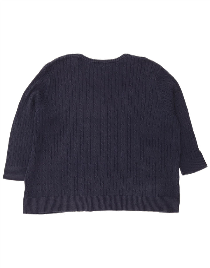 Eddie Bauer Dame Oversized V-hals Jumper Sweater UK 20 2XL Navy Blue