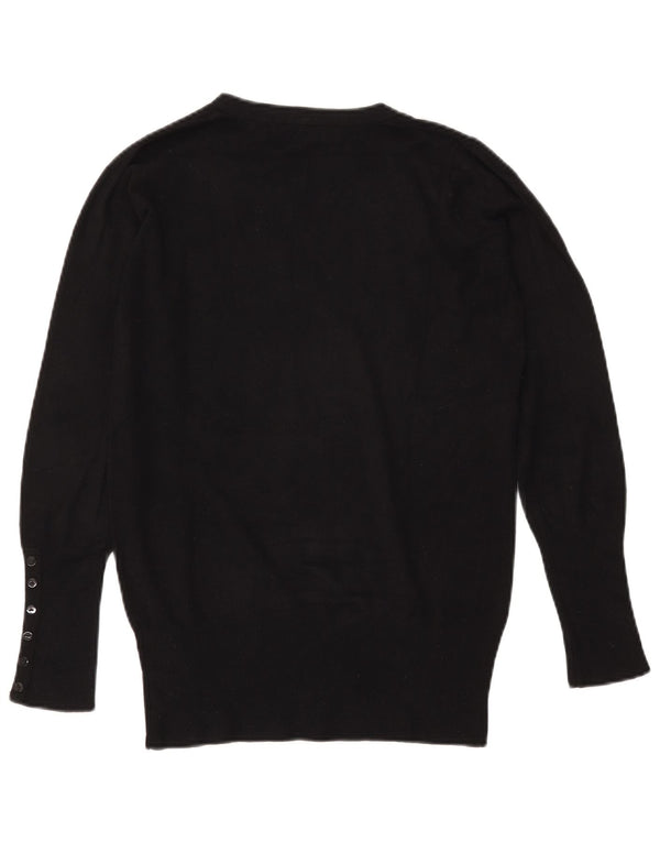 Zara Dame V-hals sweater UK 14 Medium Sort Rayon