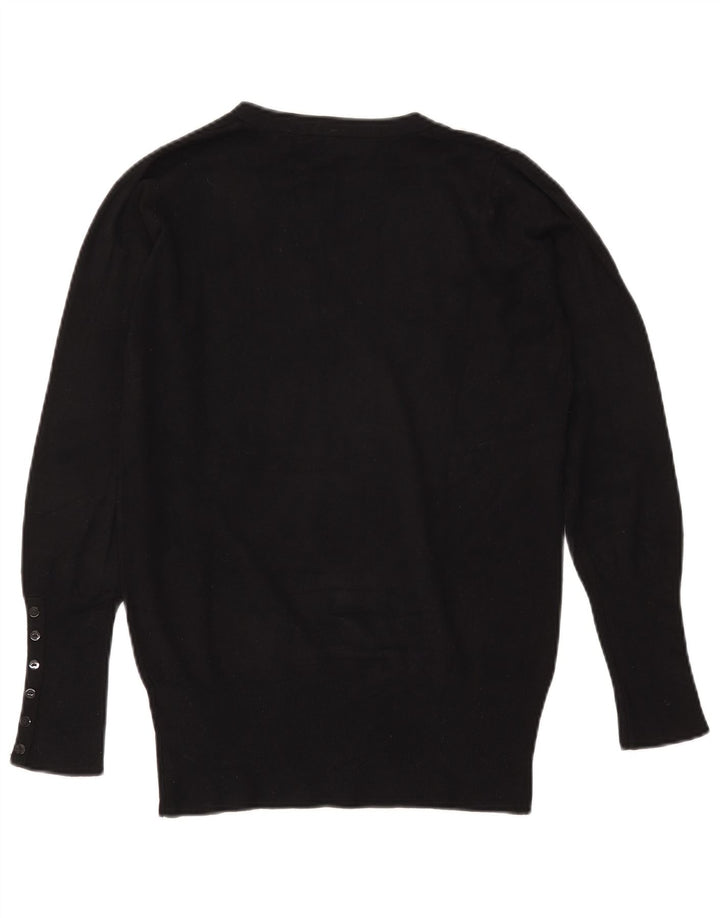 Zara Dame V-hals sweater UK 14 Medium Sort Rayon