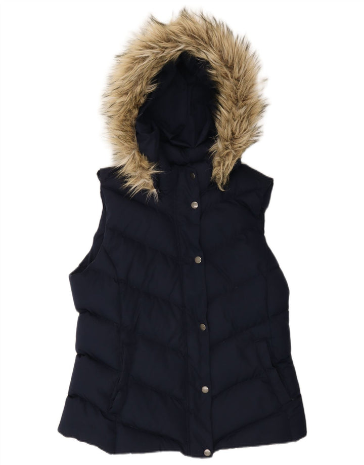 Gap Dame Hooded Polstret Gilet UK 14 Medium Navy Blue Polyester