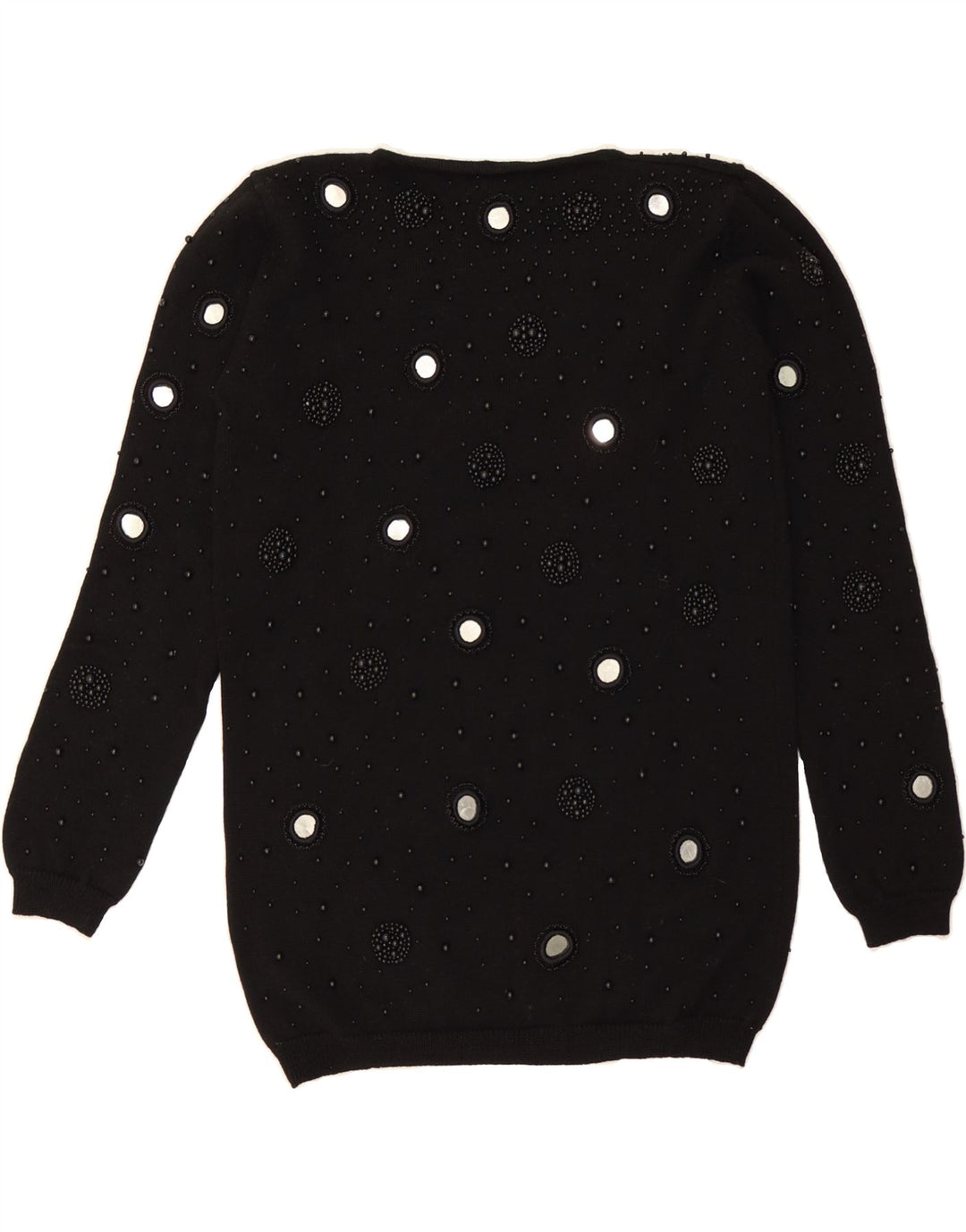 VINTAGE Womens Crew Neck Jumper Sweater EU 38 Medium Black Wool Vintage Vintage and Second-Hand Vintage from Messina Hembry 